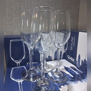 Champagne GLASSES Set of 4 Cristar Skyline COLLECTION 8 Oz 2x9" BRAND-NEW w/tags